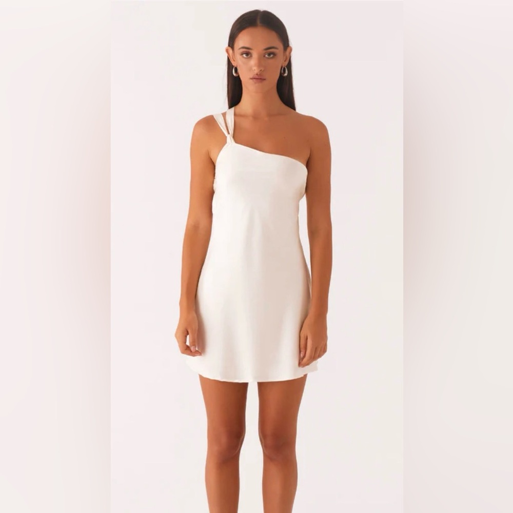 Peppermayo White Asymmetrical Mini Dress (lights out mini dress)